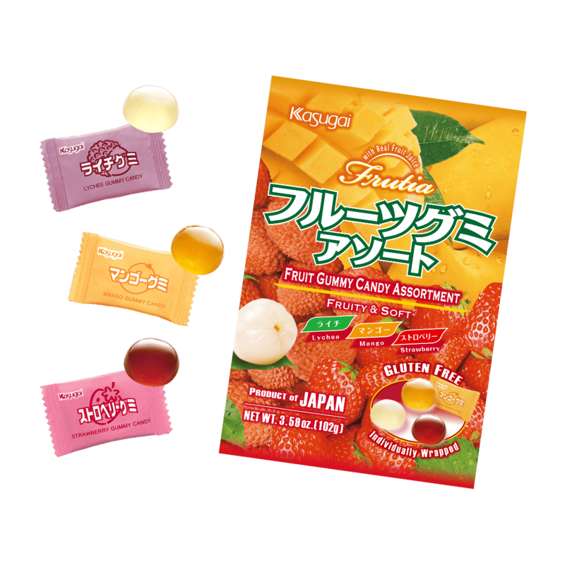 Bonbons Japonais - Gummy Assortiment (Litchi, Mangue et Fraise) - Kasugai