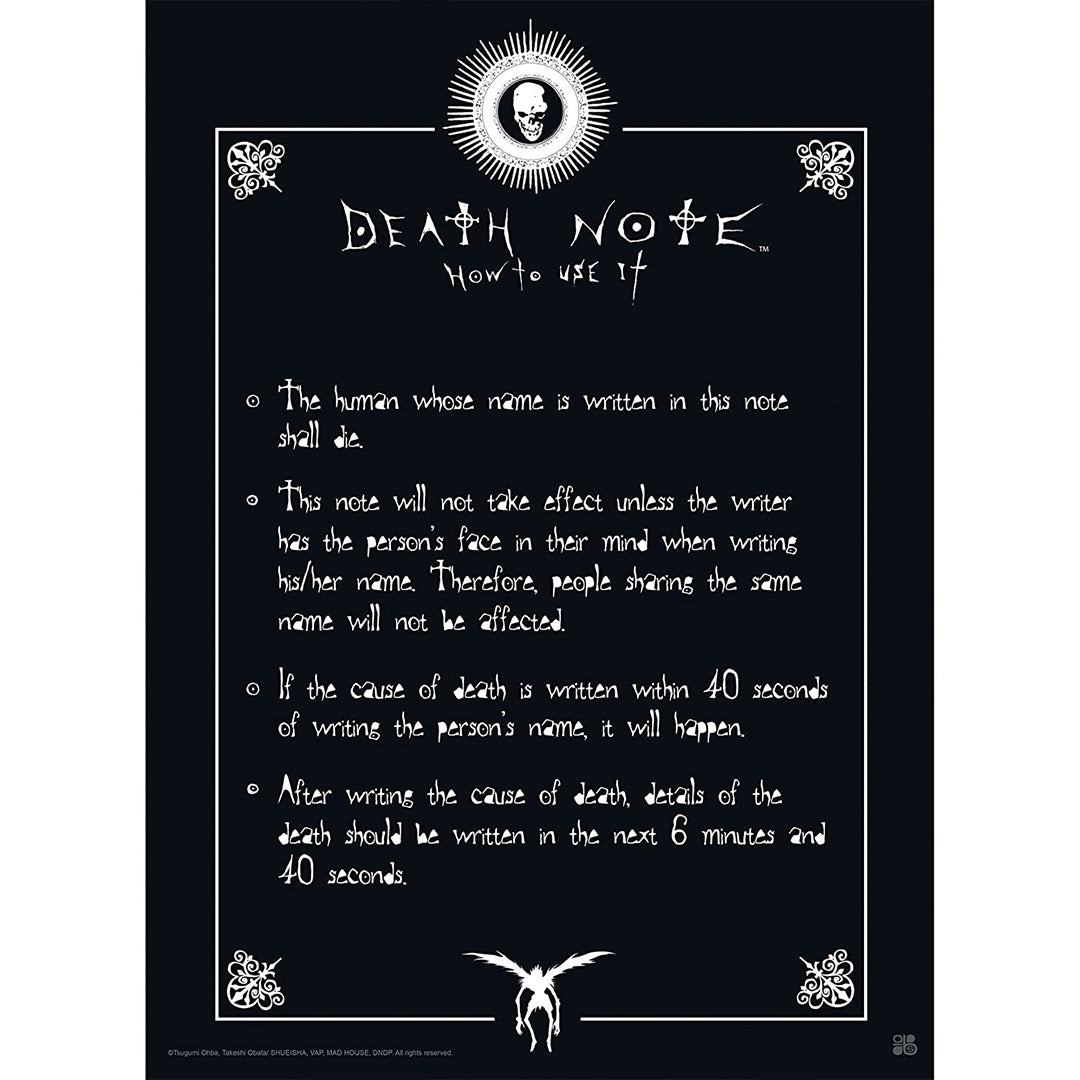 DEATH NOTE - Poster - Règles du Death Note
