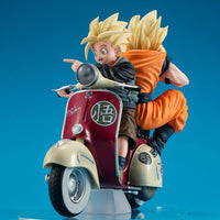 Dragon Ball Z - Figurine Super Saiyan Son Goku & Super Saiyan Son Gohan & Motorbike - Desktop Real McCoy diorama - MEGAHOUSE