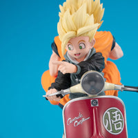 Dragon Ball Z - Figurine Super Saiyan Son Goku & Super Saiyan Son Gohan & Motorbike - Desktop Real McCoy diorama - MEGAHOUSE
