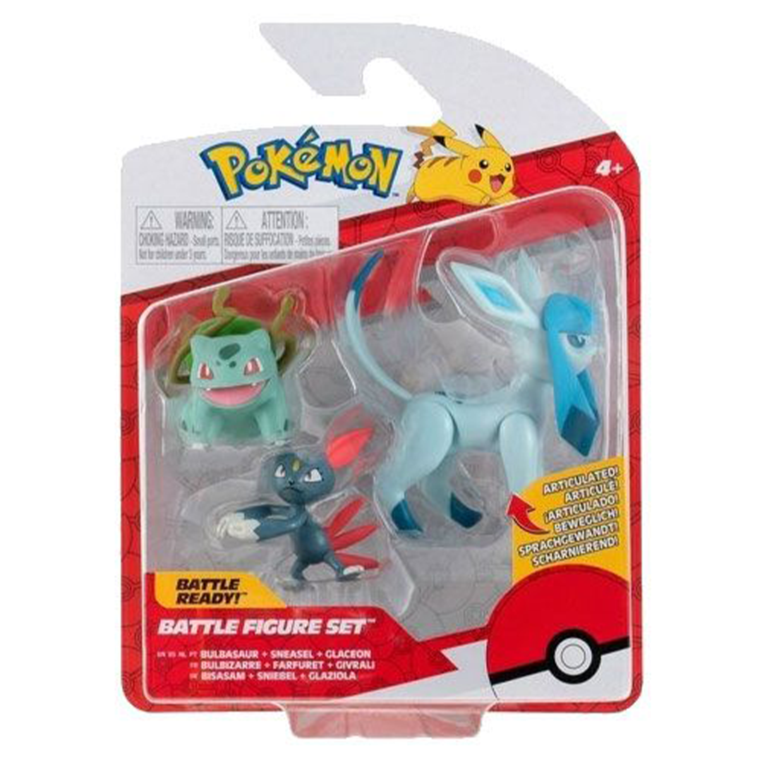 Pokémon - Assortiment de Figurines - Bulbizarre, Givrali & Farfuret - 8 cm