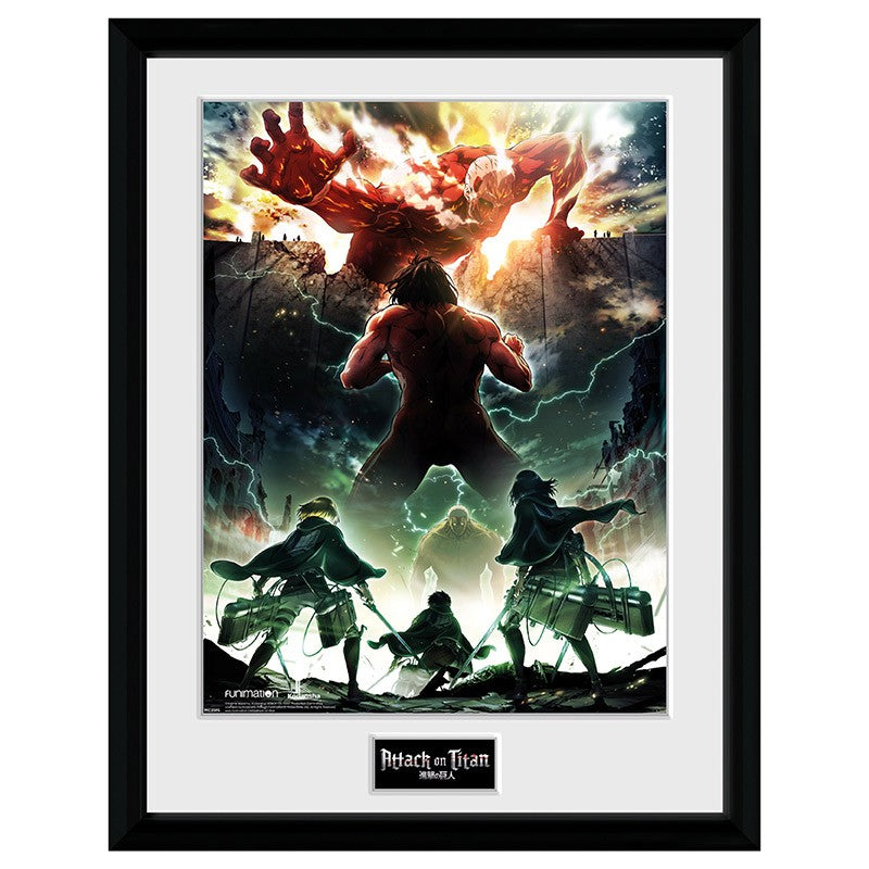 L'ATTAQUE DES TITANS - Poster encadré Eren vs Titan Colossal